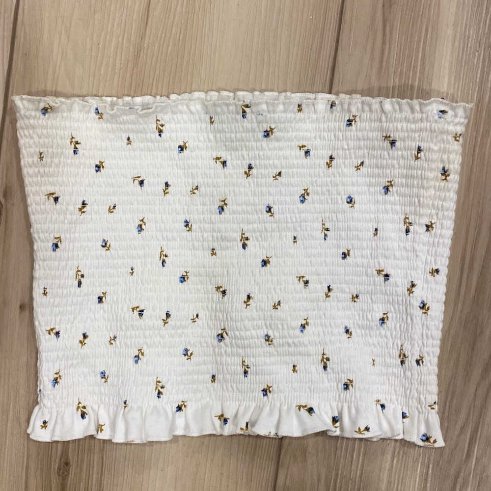 tube top with tiny blue flowers